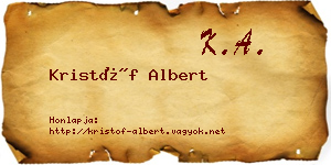 Kristóf Albert névjegykártya